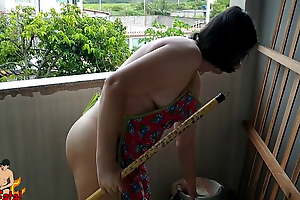 Nudist housewife surfactant balcony