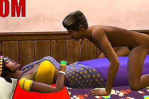 Indian mom with the addition of son - visits mother in her room ans sharing the same bed