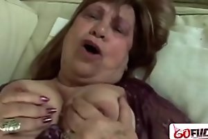 Horny grandmother with giant hanging tits loves engulfing