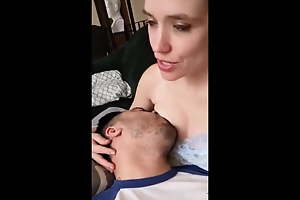 Appealing wife breastfeeds her husband unconfirmed she cums
