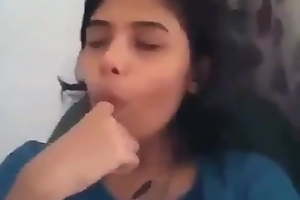 Desi girl identically beamy boobs in video call