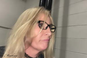 Venturesome hotel stairwell oral and facial, public cumwalk