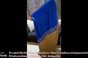 0Nasty Dolour Amma in the air Blue Saree (Tamil Content)