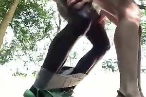 Big black cock Quickie outdoors
