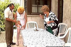 Granny gets shaved and banged in decree of an serving